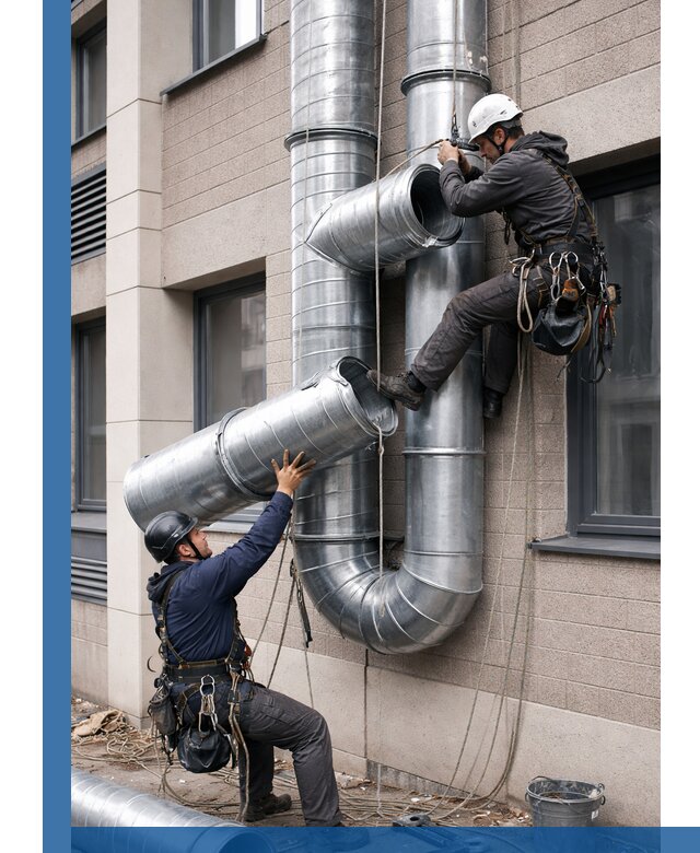 Монтаж фасадных воздуховодов в Лысьве с герметизацией и крепежом