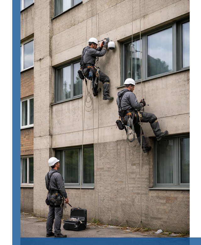 Монтаж фасадных камер видеонаблюдения в Лысьве под ключ