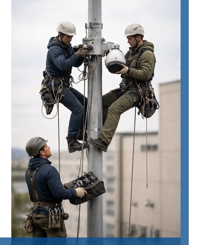 Установка видеокамер на мачте в Лысьве от 8718 р. | ВЫСОТНИК-Лсь