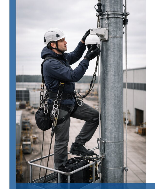 Профессиональная установка видеокамер на мачте в Лысьве