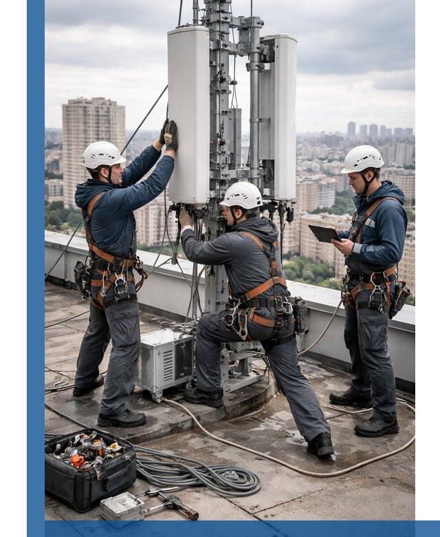 Монтаж антенн связи на крыше в Лысьве с вводом в эксплуатацию