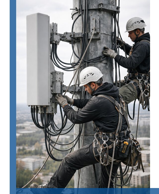 Монтаж оборудования связи на мачте в Лысьве с пусконаладкой