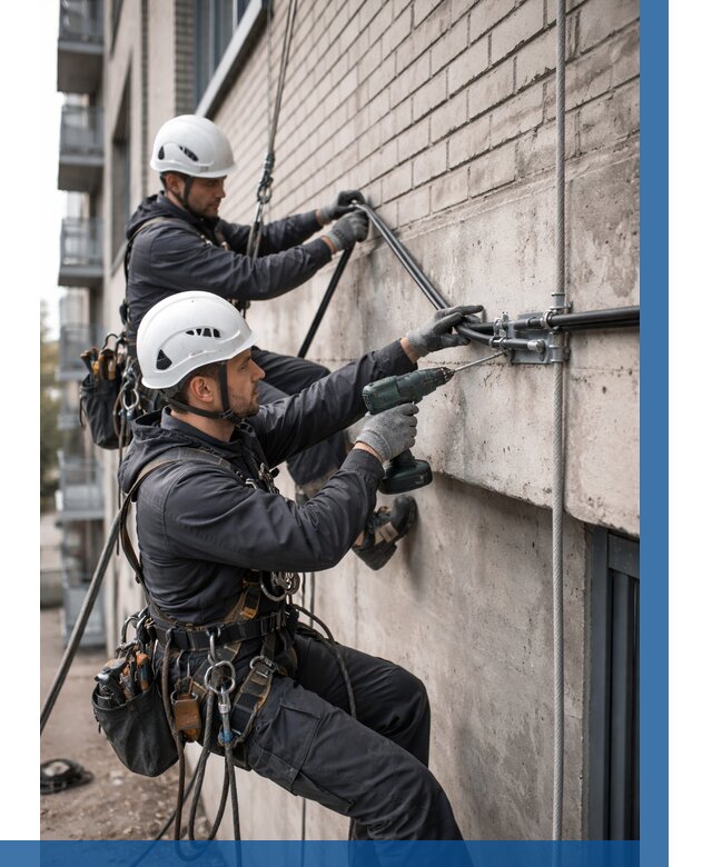 Крепление кабеля на фасаде в Лысьве от 359 р. | ВЫСОТНИК-Лсь