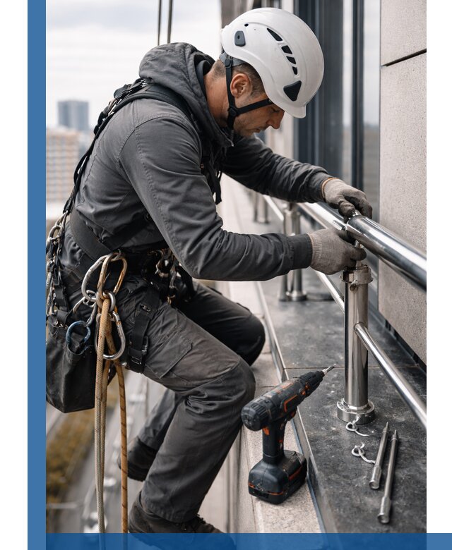 Монтаж ограждений на высоте в Лысьве для зданий и конструкций