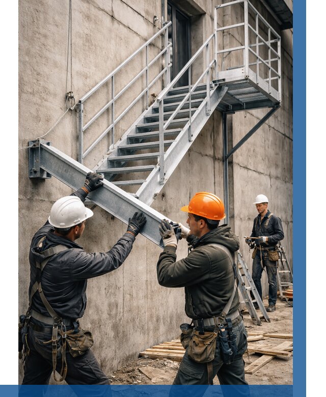 Монтаж металлических лестниц в Лысьве от 15386 р. | ВЫСОТНИК-Лсь