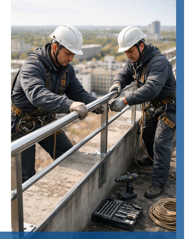 Монтаж перил на высоте в Лысьве от 2564 р. | ВЫСОТНИК-Лсь