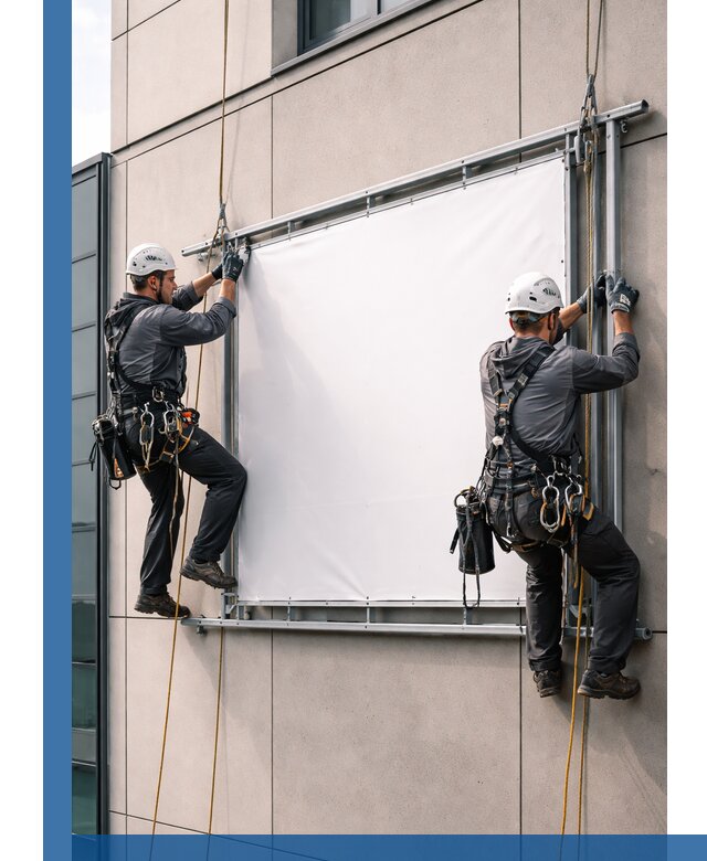 Монтаж наружной рекламной вывески в Лысьве под ключ