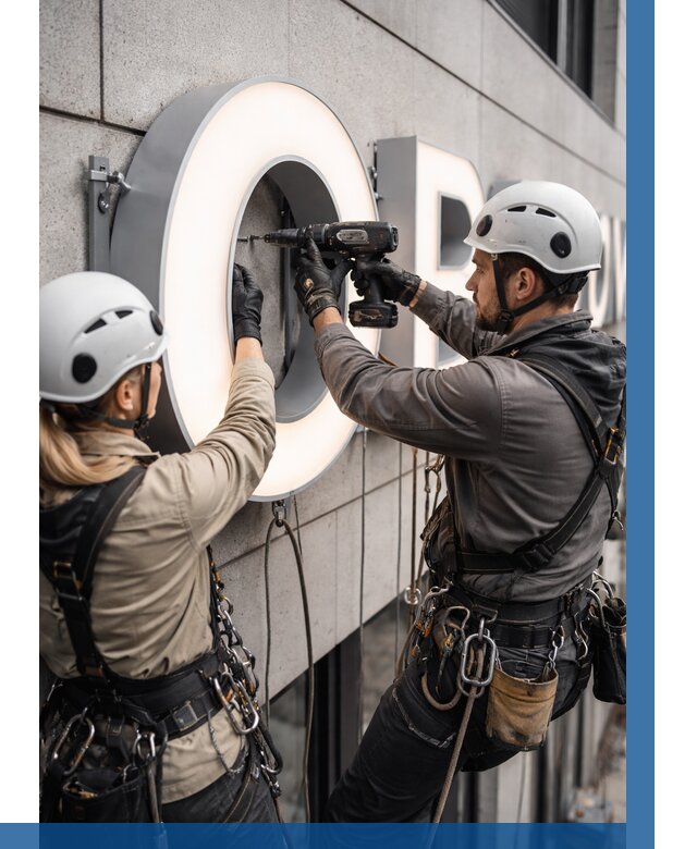 Монтаж световых букв в Лысьве от 3077 р. под ключ ВЫСОТНИК-Лсь