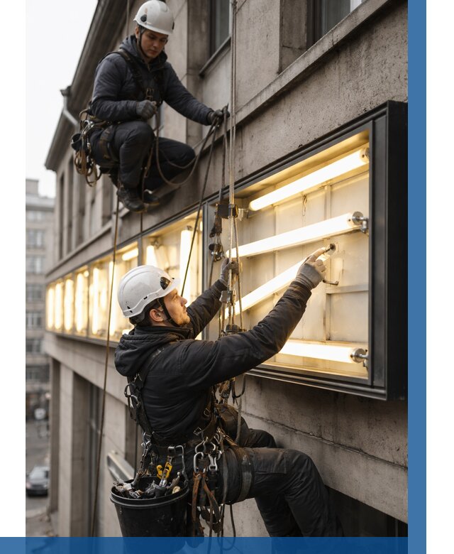 Замена ламп в вывеске в Лысьве под ключ от 3590 р. | ВЫСОТНИК-Лсь
