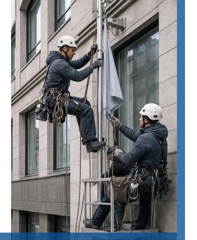 Установка флагов на фасаде в Лысьве от 4616 р. | ВЫСОТНИК-Лсь