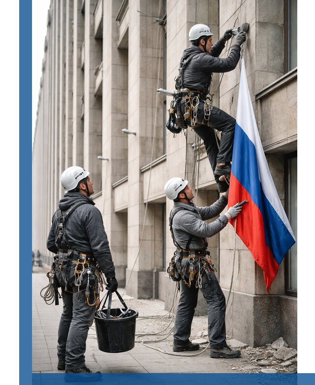 Профессиональная установка флагов на фасаде в Лысьве