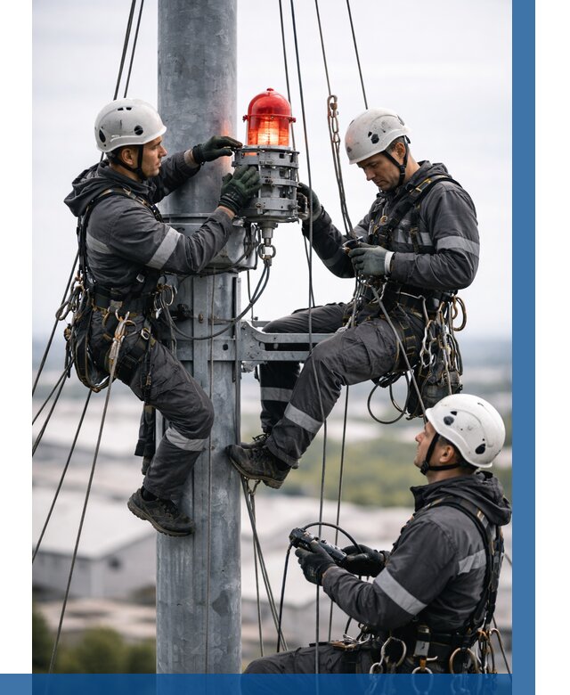 Монтаж заградительных огней в Лысьве от 8718 р. | ВЫСОТНИК-Лсь