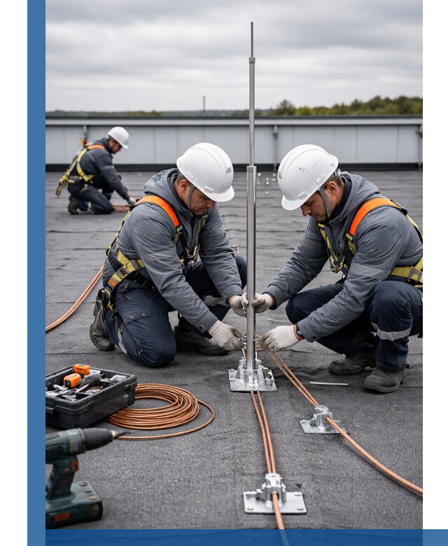 Монтаж молниезащиты на кровле в Лысьве под ключ с гарантией