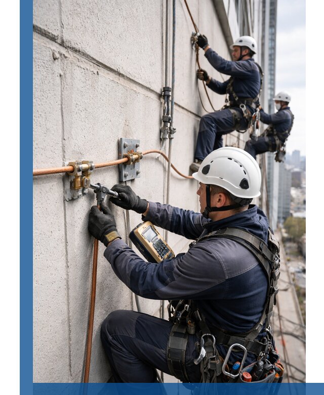 Монтаж системы заземления здания и молниезащиты в Лысьве