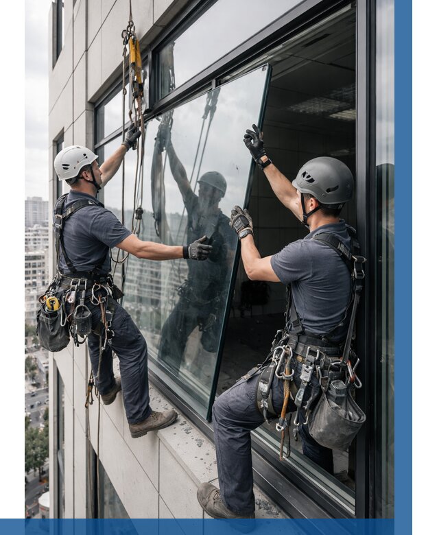 Замена стеклопакетов на высоте в Лысьве от 5641 р. | ВЫСОТНИК-Лсь