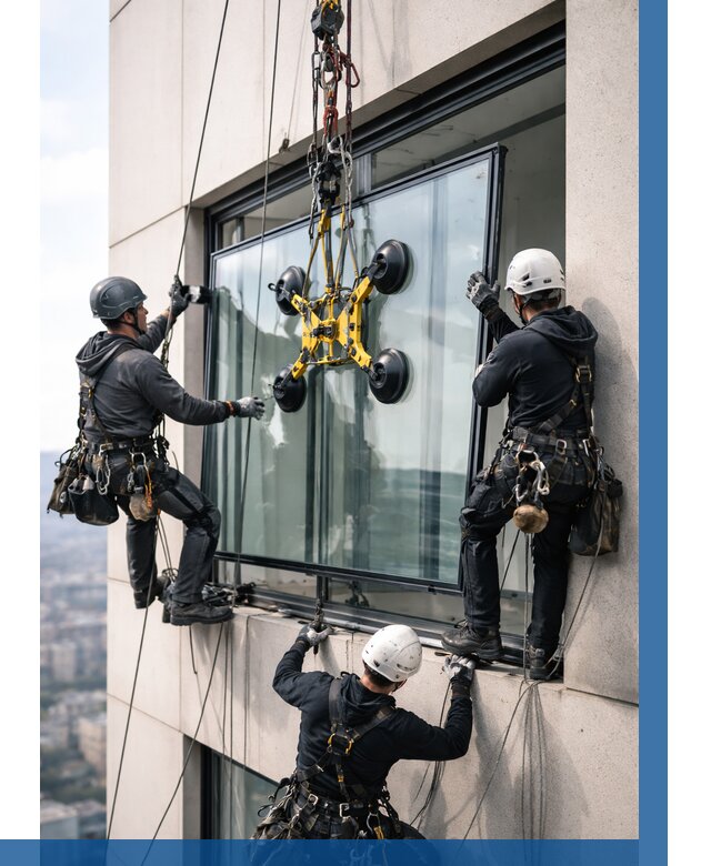 Монтаж стеклопакетов на высоте в Лысьве от 3282 р. | ВЫСОТНИК-Лсь