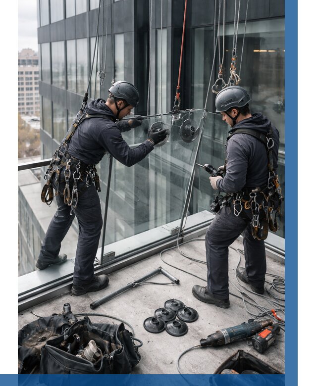 Монтаж стеклянных ограждений в Лысьве от 2564 р. | ВЫСОТНИК-Лсь