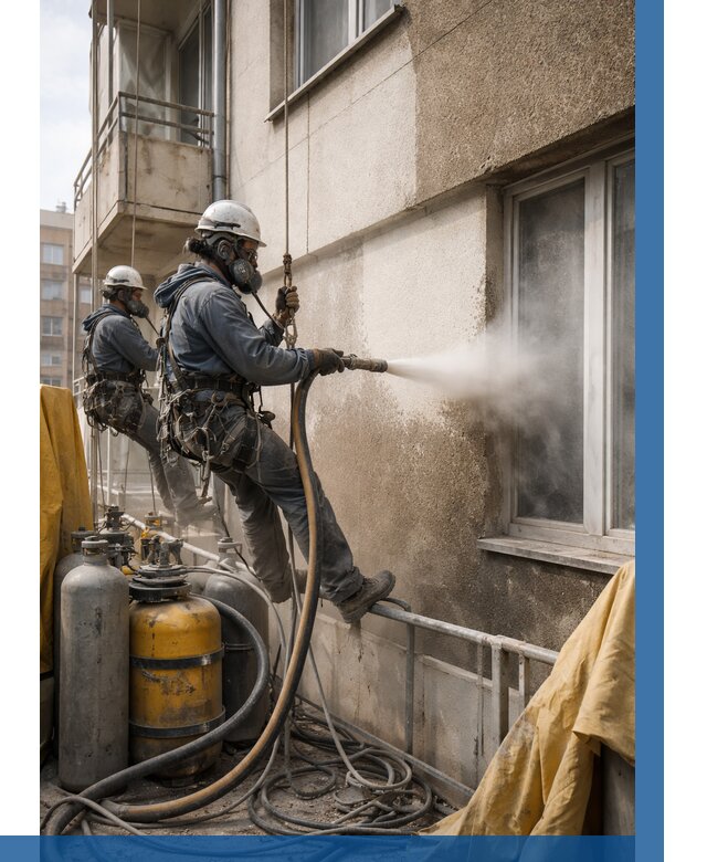 Пескоструйная очистка фасада в Лысьве от 667 р. | ВЫСОТНИК-Лсь