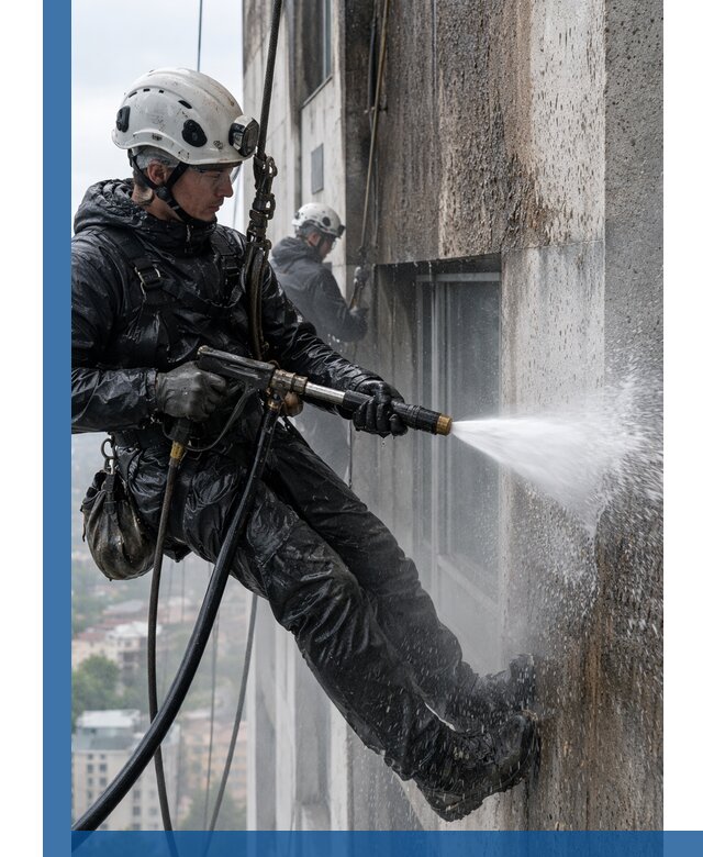 Гидроструйная очистка фасадов и конструкций в Лысьве