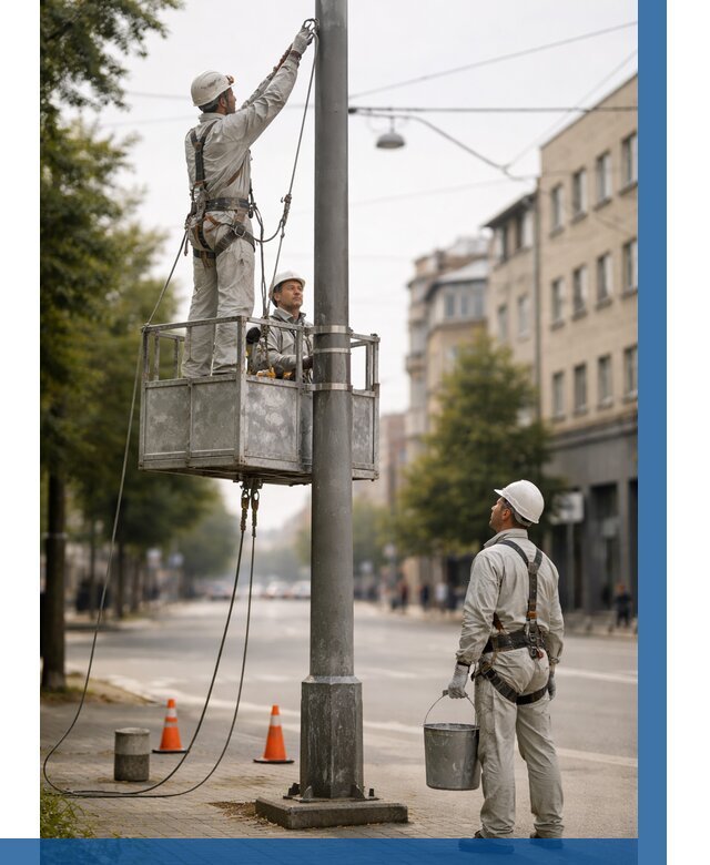 Покраска опор освещения в Лысьве от 5129 р. | ВЫСОТНИК-Лсь