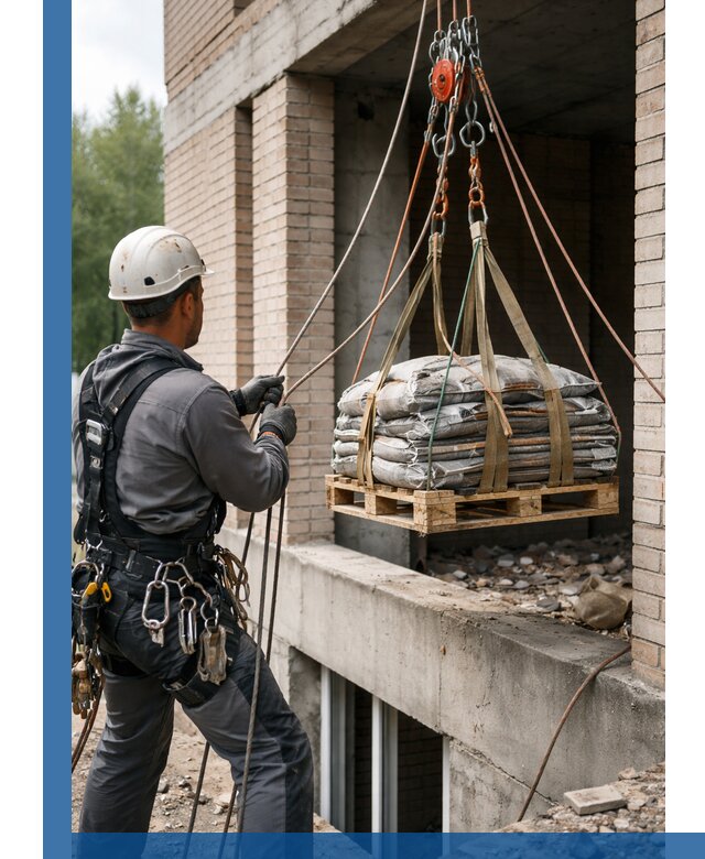 Подъем материалов на этаж веревками в Лысьве оперативно