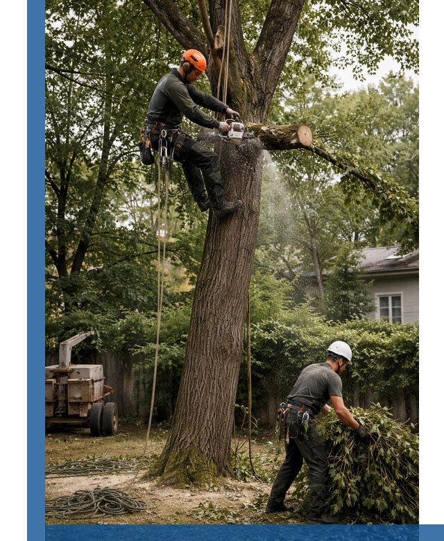 Кронирование деревьев в Лысьве, безопасная высотная обрезка