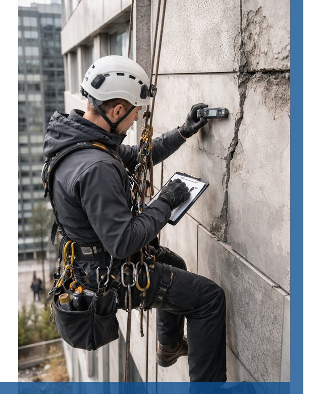 Обследование фасада альпинистами в Лысьве от 123 р. | ВЫСОТНИК-Лсь