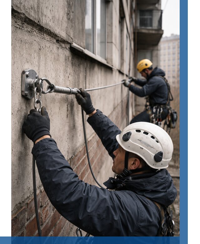 Монтаж анкерных линий в Лысьве от 3077 р. | ВЫСОТНИК-Лсь