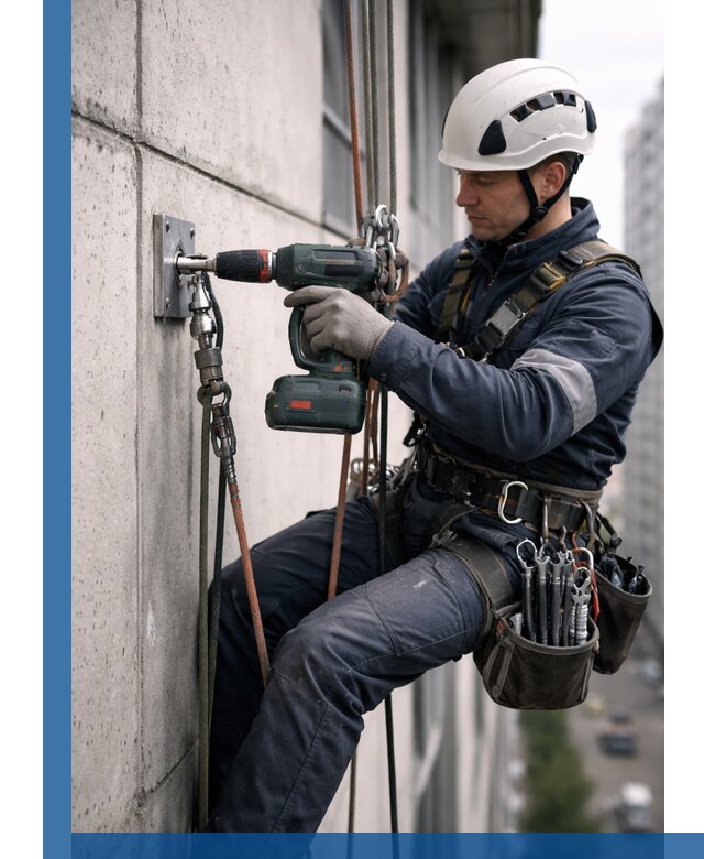 Установка анкерных точек для высотных работ в Лысьве